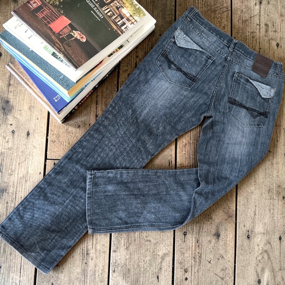 ROK Denim Jeans Straight Leg Y2K Age Faded Sz 36x32